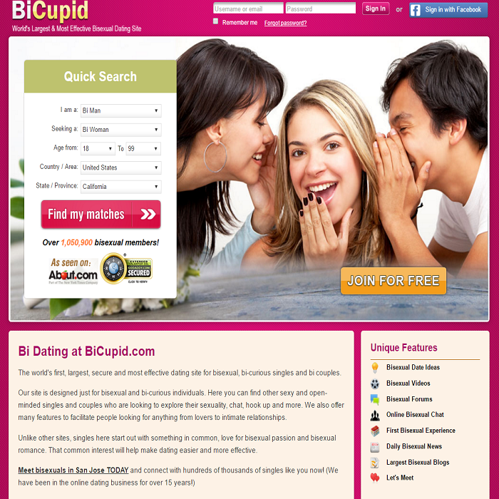 Bicupid.com Homepage